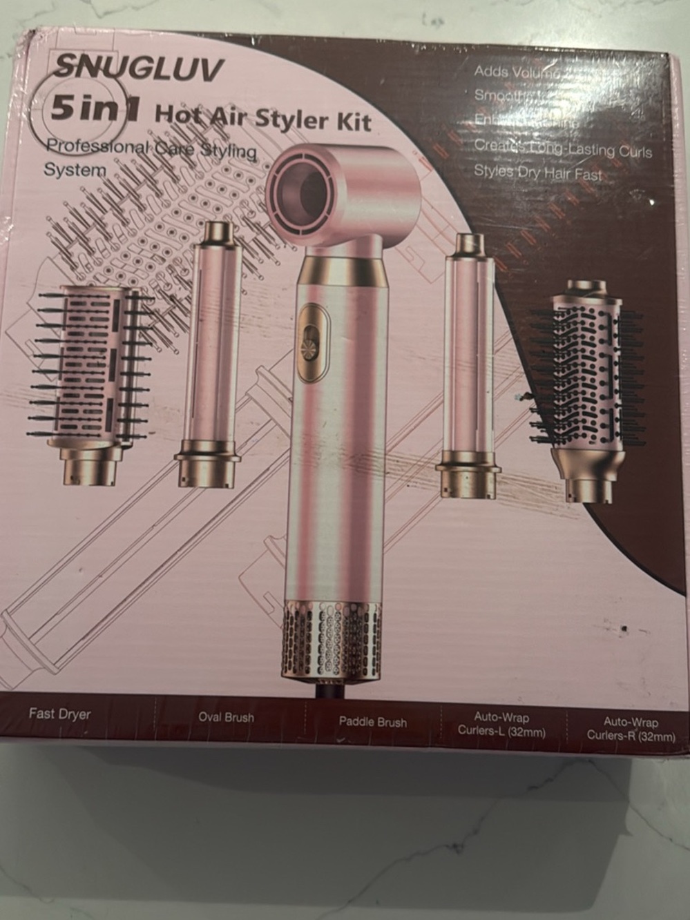 SNUGLUV 5-in-1 Hot Air Styler Kit brand new sealed box blow dryer styler curls